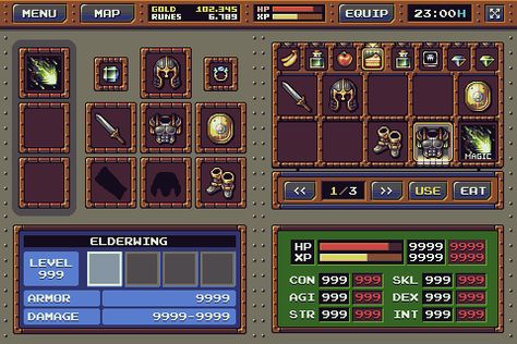 RPG Game: Interface Mockup - Update 3 Game Inventory, Game Mockup, New Background, Indie Game Development, Game Gui, Avatar Images, Pixel Art Tutorial, Metal Background, Game Interface