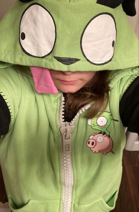 Invader Zim Jacket, Gir Hoodie Scene, Zac Core, Invader Zim Hoodie, Scene Jacket, Scenecore Outfit, Scene Kid Fashion, Silly Clothes, Gaming Hoodie