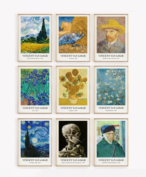 DIGITAL ITEM | Welcome to our Vintage Poster collection! This set of nine features classic Vincent Van Gogh prints, perfect to add a touch of art history to any room in your home. Whether you choose to display as a set with our other pieces or individually, it will add a perfect touch of charm to any room in your home. Upon purchase, you will receive a link to instantly download your wall art, allowing you to print from the comfort of your own home or use a professional printing service. Printab Van Gogh Prints, Van Gogh Wall Art, Van Gogh Painting, Alphabet Symbols, Eclectic Home Decor, Dorm Art, Arte Van Gogh, Van Gogh Paintings, Van Gogh Art