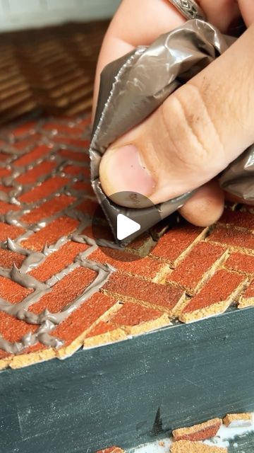 𝓗𝓸𝓾𝓼𝓮 𝓸𝓯 𝓥𝓲𝓻𝓲𝓭𝓲𝓪𝓷 on Instagram: "Finishing the brick floor in the kitchen 🧱 I made the bricks out of cork and the grout out of caulk that I colored with acrylic paint. Love the way it turned out, but will I ever do this again? 😅✨   #miniatures #dollhouse #dollhouseminiatures #12thscale #alisonjrdollhouse #victorianhouse #victoriandollhouse #dollhousekit #diy #dollhouseprocess" Dollhouse Flooring Diy, Doll House Flooring, Mini Bricks, Brick Floor, Dollhouse Tutorials, Victorian Dollhouse, Brick Flooring, Dollhouse Kits, Diy Flooring