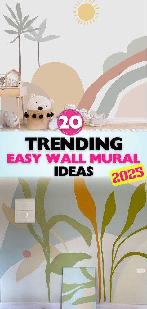 Refresh your home with easy wall mural ideas. Perfect for adding character, color, and style without breaking the bank. Find your next mural here! Diy Cloud Mural, Playroom Mural Ideas Diy, Clouds On Wall, Mural Wall Art Creative, Nursery Murals Painted, Simple Wall Murals, Playroom Mural Ideas, Playroom Wall Mural, Mural For Kids Room