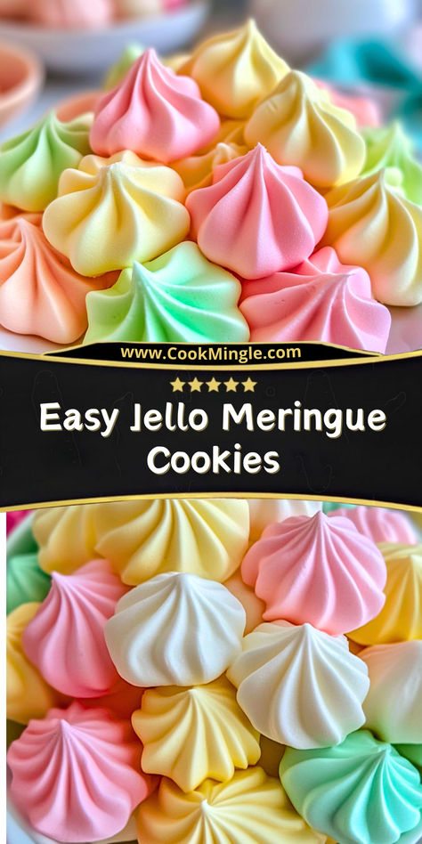 These Easy Jello Meringue Cookies are light, crispy, and bursting with fruity flavors! Made with just a few simple ingredients, they’re naturally gluten-free and perfect for any occasion. Customize them with different Jello flavors for a fun and colorful treat that melts in your mouth. Jello Meringue Cookies, Jello Flavors, Meringue Cookies, Layered Cake, Fruit Tart, Creamy Cheesecake, Melt In Your Mouth, Desserts Recipes, Meringue