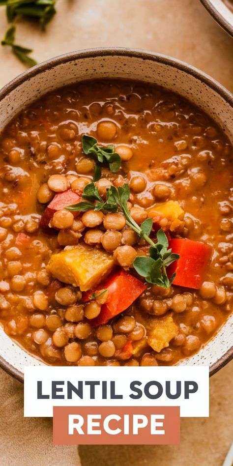 Savor the warmth and richness of this homemade Lentil Soup! With earthy lentils, aromatic vegetables, and a flavorful broth, it’s a wholesome, satisfying meal for any time of year. Jamaican Lentil Soup, Lentils Recipe Easy, Lintel Recipes, Recipes For Lentils, Vegetarian Lentil Recipes, Lentil Soup Recipe Easy, Lentil Soup Crockpot, Middle Eastern Lentil Soup, Homemade Lentil Soup