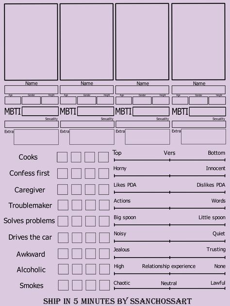 Character Ship Template, Shipping Template, Oc Card, Ship Template, Character Sheet Writing, Character Questions, Funny Charts, Character Sheet Template, Drawing Ideas List