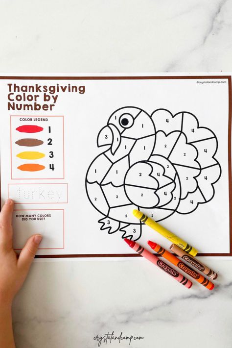 Turkey Color By Number, Thanksgiving Color By Number, Number Printables, Preschool Thanksgiving, Kids Packaging, Thanksgiving Books, Kids Craft Supplies, Thanksgiving Color, Thanksgiving Preschool