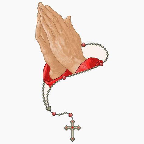 Vector design of praying hands with christian rosary, symbol of catholic religion Praying Hands Rosary, Praying Rosary, Christian Rosary, Catholic Symbols, Praying The Rosary, Holy Rosary, Praying Hands, Wedding People, Logo Banners