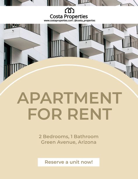 Apartment For Rent Flyer Template Docs Templates, Apartment Rental, House Studio, Flat Rent, Serviced Apartments, Template Word, A4 Poster, Green Bathroom, Apartment For Rent