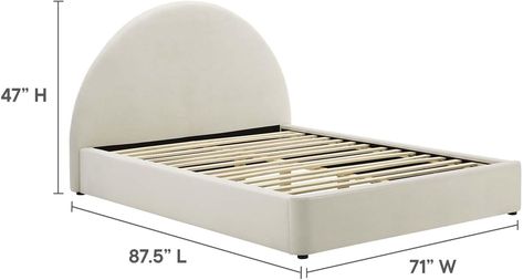 Amazon.com: Modway Resort Queen Size Platform Bed with Arch Shaped Round Headboard in Alabaster, Upholstered Velvet Bed Frameain-Resistant Performance Velvet, Soft Cloud Bed Frame, No Box Spring Needed : Home & Kitchen Cloud Bed Frame, Round Headboard, Bed Frame No Box Spring, Cloud Bed, Queen Size Platform Bed, Velvet Bed, Box Spring, Platform Bed, Queen Size