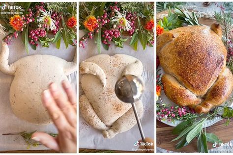 Turkey Shaped Bread Thanksgiving, Turkey Shaped Rolls Thanksgiving, Turkey Shaped Bread Loaf, Bread Turkey Shape, Turkey Shaped Bread, Turkey Buns, Artistic Desserts, Bread Cornucopia, Tsunami Cake