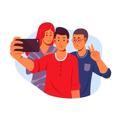 Flat friends taking selfie together | Free Vector #Freepik #freevector #technology #phone #human #mobile Selfie Illustration, Friends Vector, Group Pose, Like Symbol, Taking Selfie, Group Poses, Man Vector, Africa Art, Package Delivery