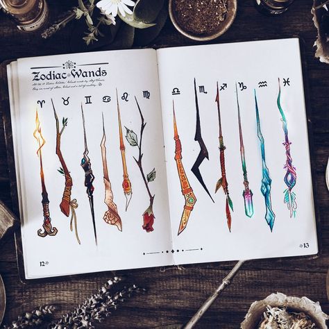 The Witch Is In — Alef Vernon Zodiac Wands Buku Harry Potter, 12 Zodiac, Zodiac Star Signs, Zodiac Art, 판타지 아트, Book Of Shadows, Star Signs, 그림 그리기, Zodiac Signs