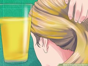 How to Make Your Hair Blonder: 15 Steps (with Pictures) - wikiHow Diy Hair Lightening Spray, How To Get Blonde Hair, Hair Lightening Spray, Lightening Dark Hair, Blonde Hair At Home, Homemade Hair Treatments, Diy Hair Color, Dyed Blonde Hair, Dirty Blonde Hair