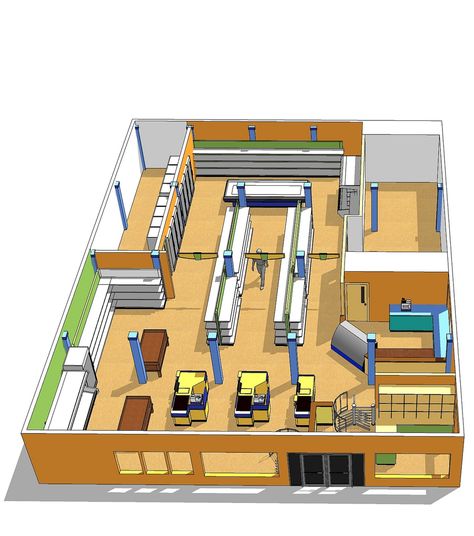 Image result for grocery store layout psychology Convenience Store Floor Plan, Convenience Store Layout, Retail Store Layout, Supermarket Design Interior, Grocery Store Design, Interior Elements, Warehouse Design, Supermarket Design, Fishing Shop