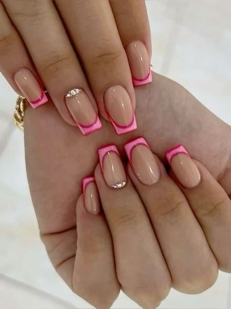 Double French Manicure, Pink Tip Nails, Unghie Sfumate, Nagel Tips, Simple Gel Nails, Girly Acrylic Nails, Work Nails, French Tip Acrylic Nails, Simple Acrylic Nails