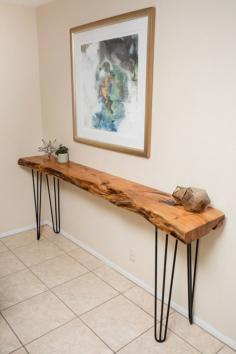 Custom 7.5ft Mesquite Live Edge Buffet/Console Table with Hairpin Legs Diy Esstisch, Tre Kunst, Wood Slab Table, Diy Dining Table, Live Edge Furniture, Slab Table, Entry Tables, Diy Coffee Table, Diy Holz