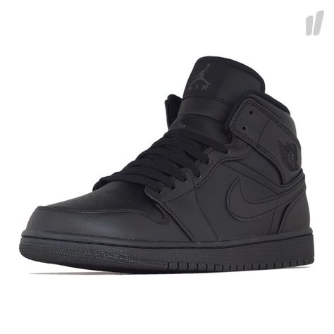 Air Jordan 1 Black, Jordan 1 Mid Black, Air Jordan 1 Mid Black, Jordan 1 Black, Nike Shoes Jordans, Fresh Shoes, Black On Black, Air Jordan 1 Mid, Jordan 1 Mid