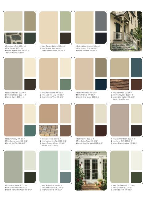 Victorian Exterior Color Schemes, Exterior House Paint Color Schemes, Beige House Exterior, Cream Colored Houses, Outside Paint Colors, Renovation Facade, Exterior Paint Color Schemes, Olive Green Paints, Stucco House