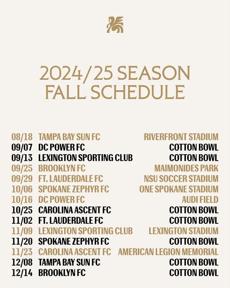 OUR FALL SCHEDULE HAS DROPPED! Get your SEASON ticket deposits in now to reserve your place in soccer history! Individual game tickets on sale mid-July. LINK IN BIO >> #DallasTrinityFC #DTFC #NewBoots Soccer History, Mid July, Soccer Stadium, Game Tickets, Cotton Bowl, Season Ticket, Sports Clubs, Tampa Bay, Tampa