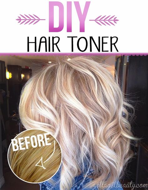 DIY Hair Toner for Gorgeous Color. Gottagetbeauty.com Toner For Bleached Hair, Diy Bleach Hair, Toning Blonde Hair, Diy Hair Toner, Diy Hair Conditioner, Hair Frizz Control, Lighten Hair Naturally, Toner For Blonde Hair, Japanese Hair Straightening