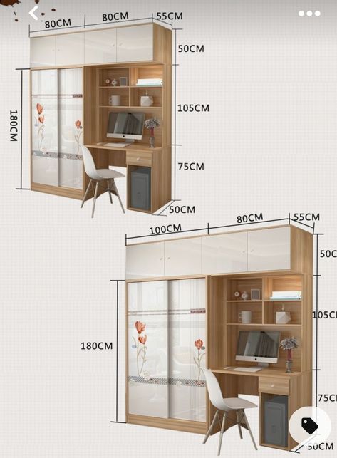 Built In Wardrobe Ideas Sliding Doors, Desk Wardrobe, Bedroom Built In Wardrobe, Bench Dimensions, Study Table Designs, Study Room Design, Interior Design Per La Casa, Bedroom Cupboard Designs, Wardrobe Interior Design