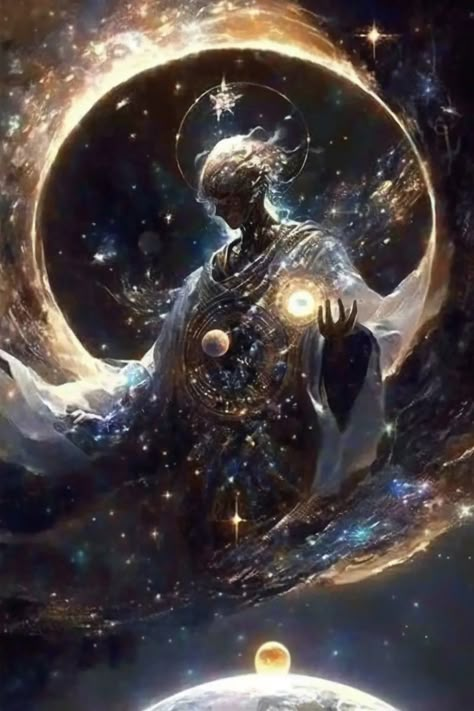 God Of Stars Fantasy Art, Astral Being Concept Art, God Of Earth Fantasy Art, Moon God Art Male, Space God Art, God Of Time Fantasy Art, Celestial Being Concept Art, Eclipse Concept Art, Fantasy House Exterior