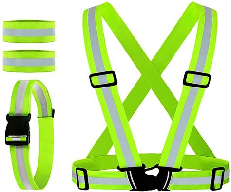 AmazonSmile : Reflective Vest, Reflective Glow Belt with 2Pack Reflector Armbands, Adjustable Elastic Safety Vest Outdoor Reflective Belt High Visibility, Ultralight & Comfy for Running, Jogging, Walking, Cycling, : Sports & Outdoors Reflector Jacket, Reflective Running Gear, Cycling Vest, Reflective Vest, Air Gear, Safety Vest, Dog Safety, Running Gear, Adjustable Belt