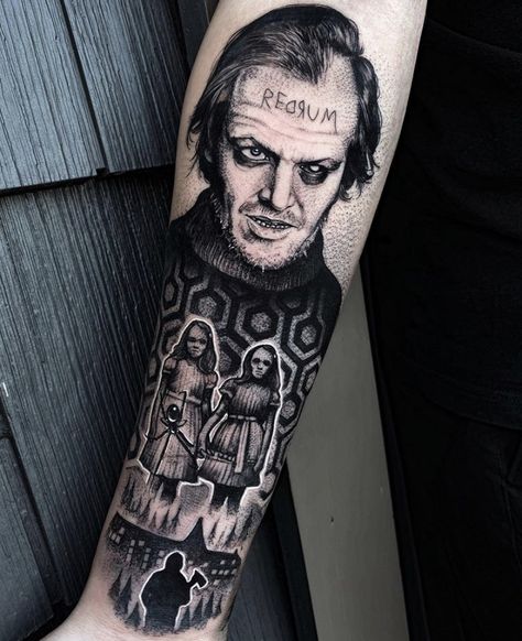 Stephen King Tattoos, Tim Burton Tattoo, Tiger Tattoo Sleeve, Horror Movie Tattoos, Tattoo Design Tattoo, Girl Face Tattoo, Black White Tattoos, Movie Tattoo, Movie Tattoos