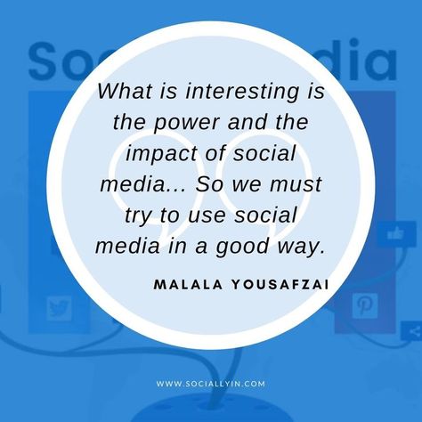 What is interesting is the power and the impact of social media... So we must try to use social media in a good way. Malala Yousafzai #Sociallyin #Quotes #QuotesOfDay #SocialMediaStrategy #ThankfulThursday Impact Of Social Media, Malala Yousafzai, About Social Media, Thankful Thursday, Social Media Quotes, Pie Chart, Social Media, Media, Quotes