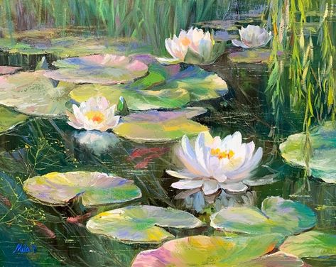 Ethereal Water, Lotus Wall Art, Water Lilies Art, Water Lilies Painting, Pond Painting, Lily Painting, Art Water, 수채화 그림, Arte Inspo