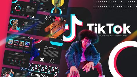 Free Tiktok PowerPoint Template Tiktok Theme, Company Profile Presentation, Social Media Metrics, Project Dashboard, Pitch Presentation, Dynamic Shapes, Powerpoint Free, Colorful Palette, Background Powerpoint