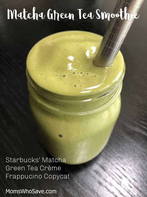 If You Like Starbucks' Matcha Green Tea Creme Frappucino, Try This Matcha Green Tea Smoothie (healthier & saves you money)! | MomsWhoSave.com  #starbucks #recipes #healthy #smoothie Starbucks Recipes Healthy, Starbucks Matcha Green Tea, Matcha Breakfast, Matcha Green Tea Smoothie, Starbucks Matcha, Green Tea Smoothie, Tea Smoothie, Green Tea Ice Cream, Better Food Choices