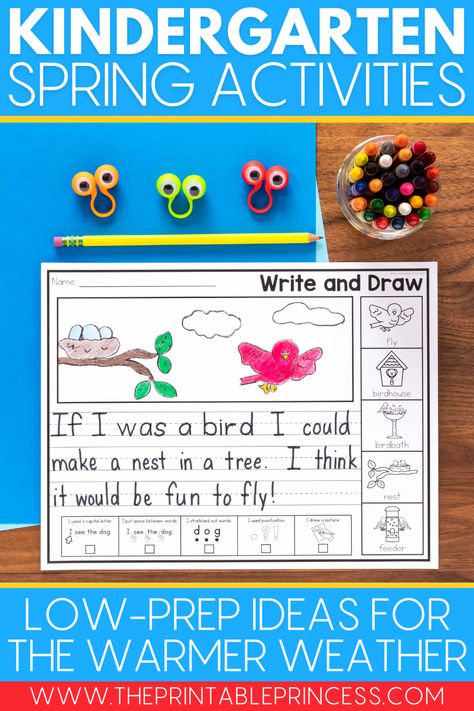 Looking for some fun and hands-on spring activities for kindergarten? Read on for tips on maximizing your time this spring along with spring activities for math, literacy, writing, and a fun rainbow math freebie! Kindergarten Ideas Activities, Spring Activities For Kindergarten, Spring Literacy Activities, Spring Writing Activity, Spring Kindergarten Activities, Spring Writing Prompts, Spring Science, Kindergarten Spring, Number Practice