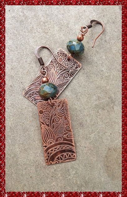 Etched Jewelry, Copper Jewellery, Diy Armband, Etched Copper, Fall Earrings, Earrings Inspiration, Bijoux Diy, Copper Earrings, Metal Earrings