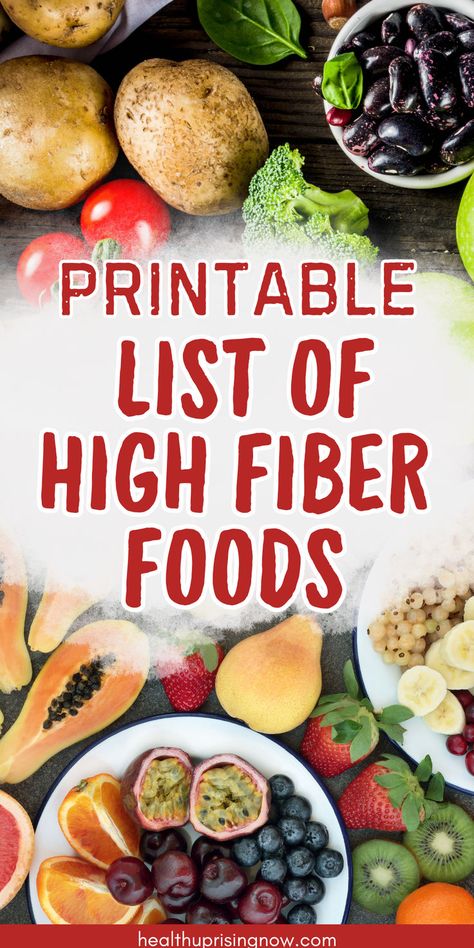 This food list for constipation contains high fiber foods to make you poop fast, naturally. If you're constipated and want to know the foods that make you poop, download and print this free constipation printable list of high fiber foods. high fiber foods for constipation | high fiber foods to help poop | list of high fiber foods | food list for constipation | gut health tips Best Sources Of Fiber, Fiber Content Of Foods, High Fiber Diet Plan, Fiber Food Chart, High Fiber Foods List, Fiber Foods List, Fiber Meals, Eat To Live Diet, Fiber Rich Diet