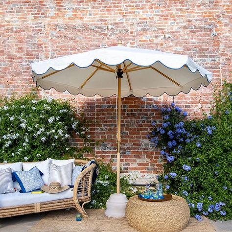 East London Parasol Co. (@eastlondonparasolco) • Instagram photos and videos Garden Parasol Ideas, White Parasol, Cozy Home Ideas, Mint Green Bags, Blue Holly, Terrace Patio, Canvas Canopy, Outdoor Cooking Spaces, Space Garden