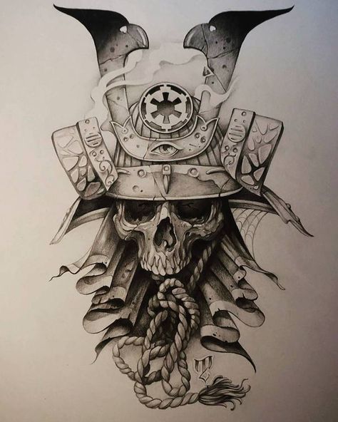 Samurai Skull Tattoo, Skull Tattoo Sketch, Japanese Forearm Tattoo, Samurai Mask Tattoo, Noir Tattoo, Samurai Warrior Tattoo, Skull Rose Tattoos, Samurai Tattoo Design, Samurai Artwork