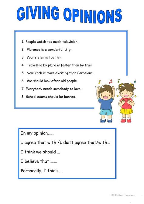 MAKING SUGGESTIONS; GIVING OPINIONS - English ESL Worksheets for distance learning and physical classrooms Giving Opinions English, Giving Opinion, Fact And Opinion Worksheet, Esl Materials, Language Journal, English Project, Fact And Opinion, Grade 10, Activities Worksheet