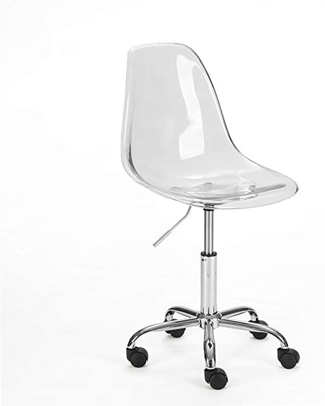 Amazon.com: Urban Shop Acrylic Rolling Chair, Mint: Furniture & Decor Acrylic Desk Chair, Clear Furniture, Rolling Desk Chair, Rolling Office Chair, Night Lamp For Bedroom, Rolling Desk, Clear Chairs, Urban Shop, Rolling Chair