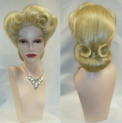 1950 Wigs, Showgirl Hair, Wigs Updo, Up Do Styles, Vintage Showgirl, Drag Hair, Vintage Prom Dresses 1950s, Drag Inspiration, 40s Hairstyles