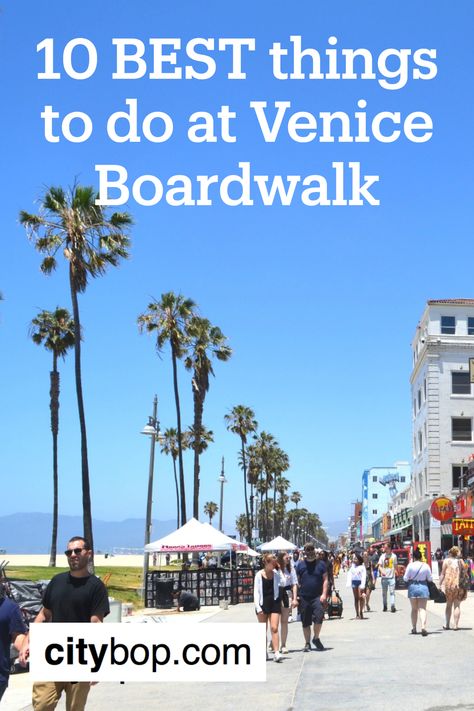 I love walking along the Venice Boardwalk from Venice Beach to Santa Monica. There's so much fun stuff to see.  Check out my Top 10 list on citybop.com.  #venicebeach #venicebeachcalifornia #thingstodoinvenicebeach #thingstodoinvenicebeachcalifornia #thingstodovenicebeach #whattodovenicebeach #whattodoinvenicebeach #whattodoinvenicebeachcalifornia #veniceboardwalk #venicebeachboardwalk #veniceboarddwalkcalifornia Venice Boardwalk, Venice Beach Boardwalk, Cali Trip, Walking Map, Street Performers, Fortune Tellers, Venice Beach California, Venice California, Venice Canals