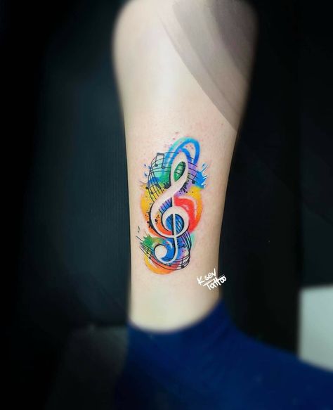 Hummingbird Guitar Tattoo, Fem Tattoos, Watercolor Tattoo Music, Fancy Tattoo, Music Lover Tattoo, Watercolor Tattoo Ideas, Thumb Tattoos, Lillies Tattoo, Tattoo Music