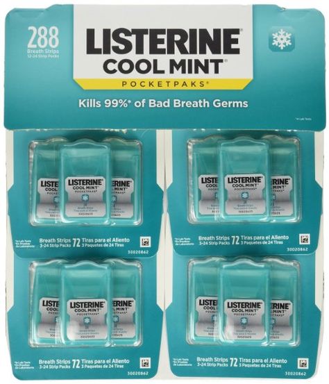 Listerine PocketPaks, Cool Mint, 24 Strips (Pack of 12) Listerine Pocketpaks, Listerine Cool Mint, Bad Breath Remedy, Cotton Ball, Mouthwash, Oral Care, Samsung Galaxy, Personal Care, Mint