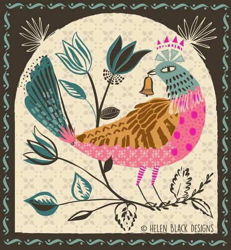 Helen Black on Instagram: “It’s Ring a Bell Day today which makes sense it being the 1st day of the New Year. We ring bells to signify so many things in life so it’s…” Folk Bird, Kids Animal Art, Scandinavian Wall Decor, Scandinavian Wall Art, Scandinavian Wall, Whimsical Decor, 1st Day, Canvas Paper, Aboriginal Art