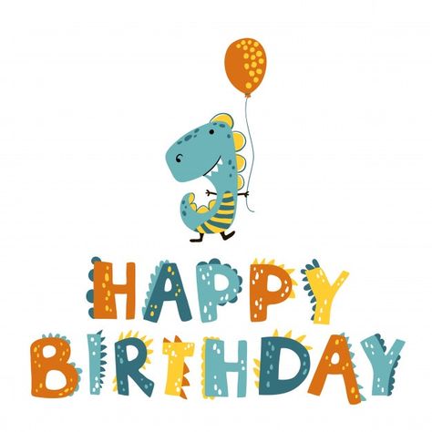 Dinosaur Birthday Theme, Dinosaur Cartoon, Happy Birthday Kids, Dinosaur Birthday Cakes, Birthday Cartoon, Dinosaur Pictures, Happy 5th Birthday, Happy Birthday Baby, Happy Birthday Lettering