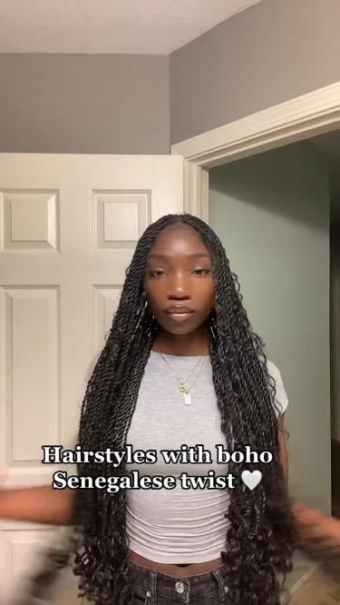 Boho Senegalese Twist, Twisted Braid Hairstyles, Braid Hairstyles Ideas, Boho Braided Hairstyles, Twisted Braid, Short Box Braids Hairstyles, Braided Hairstyles For Black Women Cornrows, Big Box Braids Hairstyles, Braids Hairstyles For Black Women