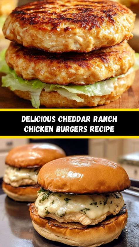 If you’re looking for a tasty and satisfying meal, look no further than Cheddar Ranch Chicken Burgers. These burgers combine the rich flavor of cheddar cheese with the zesty kick of ranch seasoning. They are perfect for family gatherings or casual get-togethers with friends. Cheddar Ranch Chicken, Chicken Burgers Recipe, Vegetarian Burger, Ranch Chicken, Beef Burgers, Turkey Burgers, Ranch Seasoning, Quick Weeknight Dinners, Satisfying Food