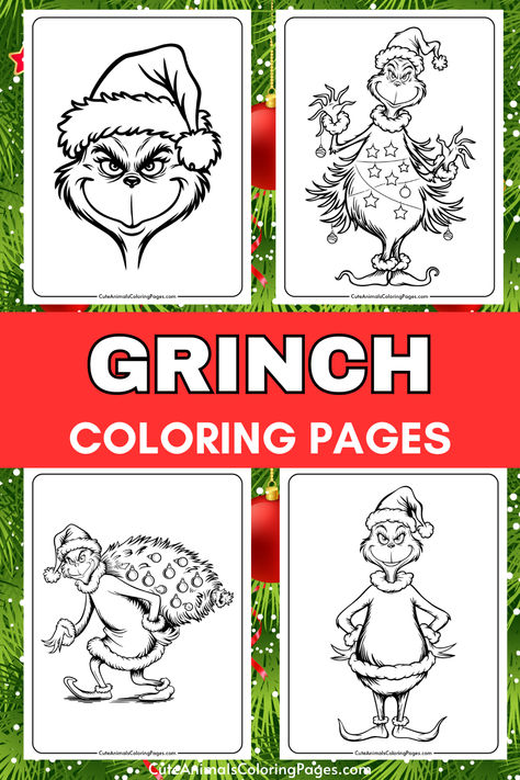 Grinch Coloring Pages (10 Free Printable PDF Pages) - Cute Animals Coloring Pages Grinchmas Classroom Ideas, Crayola Coloring Pages Free Printable, Grinch Theme Preschool, Printable Grinch Coloring Pages, The Grinch Classroom Activities, Grinch Bible Lesson, Grinch Day Kindergarten Activities, The Grinch Free Printables, Grinch Lesson Plans Activities