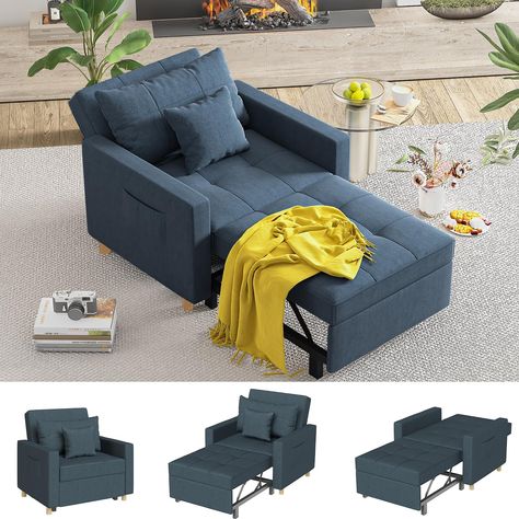 PRICES MAY VARY. 💎【3-IN-1 Three Use At Home】 - YODOLLA Single sofa bed chair gives more possibilities to your home.The wheels design and handy strap makes it more convenience.So easy to make chair that turns into a bed.No matter what room it is, whether it is a large room or a small room, this is your best choice! Great chair beds for adults twin! 💎【3 Levels Adjustable Backrest】 - This sofa bed chair sleeper equipped with a three-level regulator, which can adjust the angles of 108°, 145° and 1 Comfortable Futon, Sleeper Chair Bed, Upholstered Sofa Bed, Convertible Chair, Sofa Bed Bedroom, Single Sofa Bed, Pull Out Sofa Bed, Perfect Sofa, Chair Sofa Bed