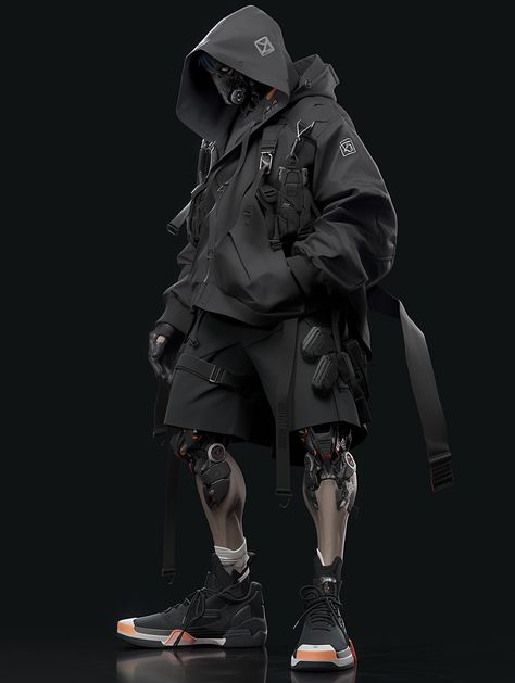 Cyberpunk Fashion Men, Cyberpunk Art Male, Tech Wear, Cyberpunk Clothes, Urban Ninja, Japanese Warrior, 3d Decor, Cyberpunk Fashion, Tactical Clothing