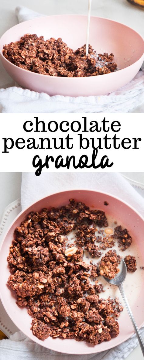 Chocolate Peanut Butter Granola, Granola Brands, Chocolate Granola Recipe, Healthy Chocolate Recipes, Granola Recipe Homemade, Peanut Butter Granola, Peanut Butter Roll, Chocolate Granola, Yogurt And Granola